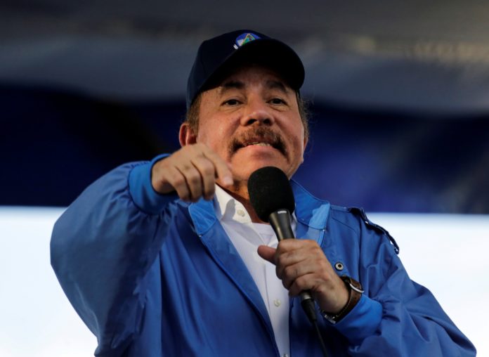 El presidente de Nicaragua durante un mitin en Managua