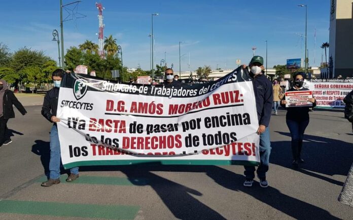 Trabajadores de los Colegios de Estudios Científicos y Tecnológicos del Estado se unieron al paro nacional convocado en la Ciudad de México.