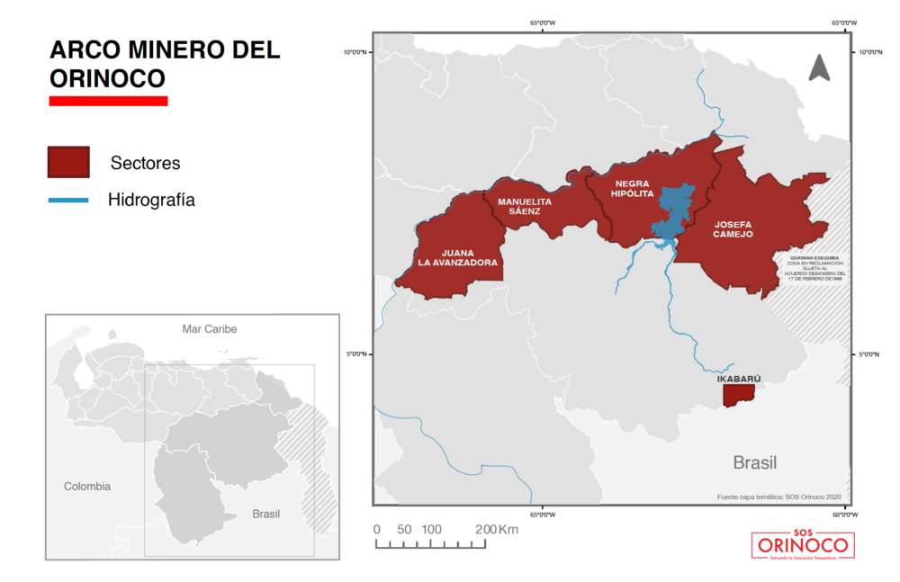 Mapa del impacto del Arco Minero.