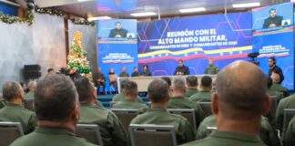 El presidente Nicolás Maduro y el Alto Mando Militar se reunieron