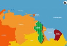 Mapa con el Esequibo