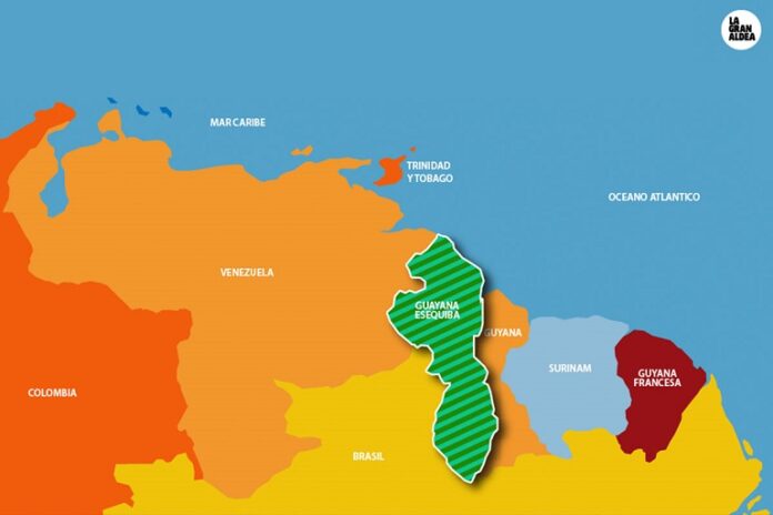 Mapa con el Esequibo