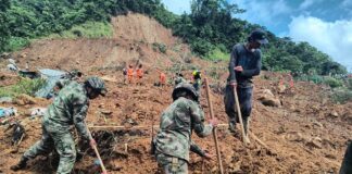 Un derrumbe en El Chocó mató a más de treinta personas. Foto: presidencia de Colombia.