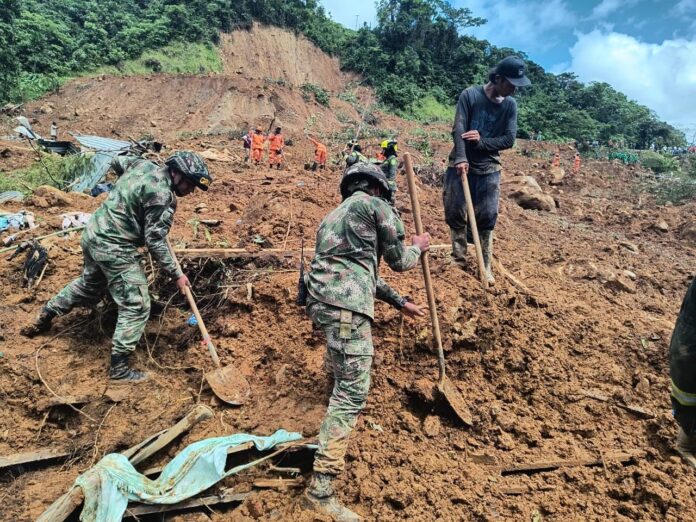 Un derrumbe en El Chocó mató a más de treinta personas. Foto: presidencia de Colombia.