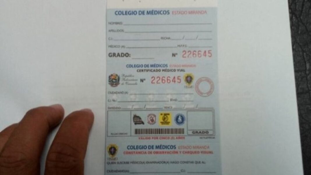 Certificado médico vial