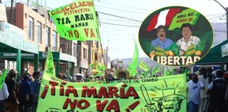 Rechazan al proyecto minero Tía María en Arequipa