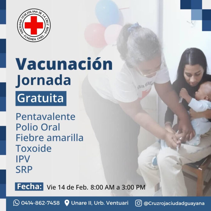 A propósito de su centésimo trigésimo aniversario, la Cruz Roja Guayana ofrecerá jornada de vacunación gratuita