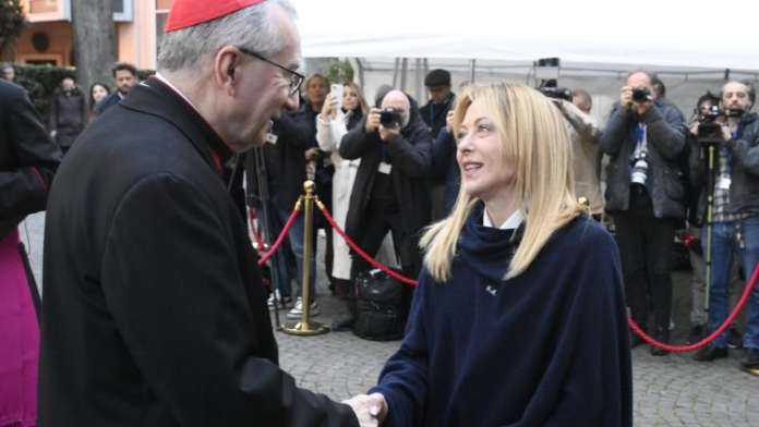 Cardenal Parolin y la Primera Ministra de Italia